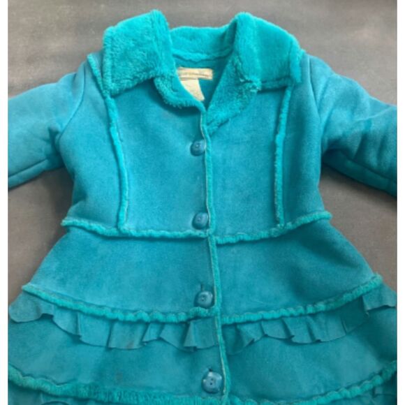 Girls Widgeon Kids Aqua Ruffled Winter Peacoat: Size 6 - Picture 4 of 7